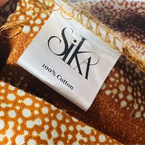 Sika Porter 100% Cotton Handmade Multi Color Brown Orange Maxi Dress - Picture 8 of 14